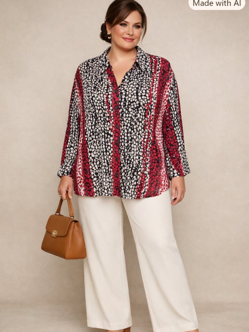 Avenue Pleated Collared Button Up Longer Length Tunic Blouse Top  Size 22/24